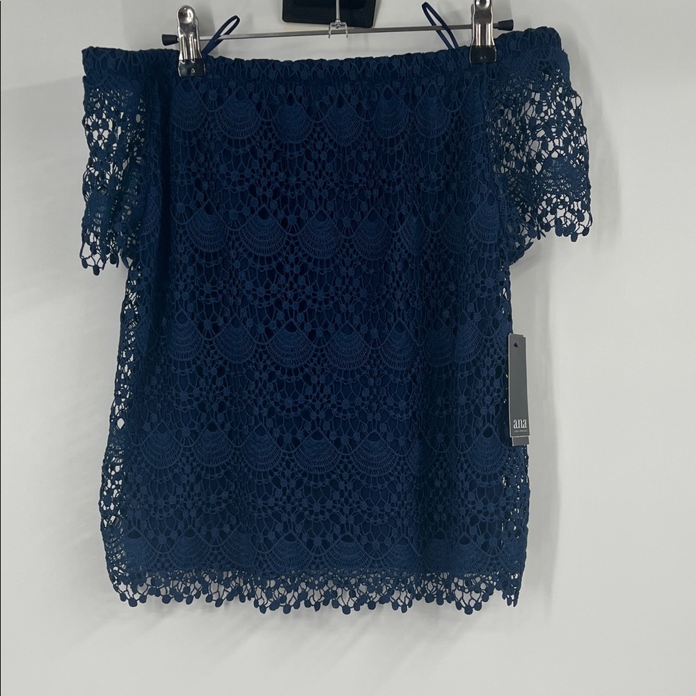Ana A New Approach Navy Blue Lace Convertible Top Size Small